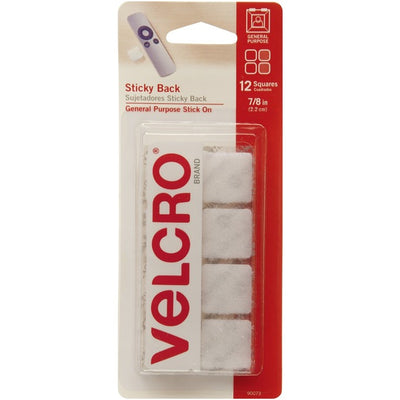 VELCRO&reg; Sticky Back 7/8in Squares White 12 ct (VEK90073C)