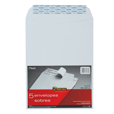 Mead Press-it Seal-it® White Envelope 9 x 12" (5) (791475 (740-76037))