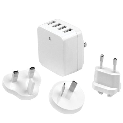 Star Tech.com Travel USB Wall Charger - 4 Port - White - Universal Travel Adapter - International Power Adapter - USB Charger (STCUSB4PACWH)
