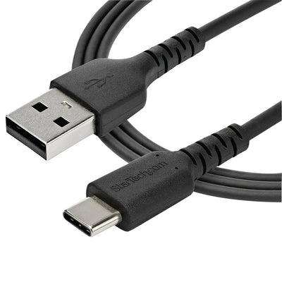 StarTech.com 2m USB A to USB C Charging Cable - Durable Fast Charge & Sync USB 2.0 to USB Type C Data Cord - Aramid Fiber M/M 3A Black (STCRUSB2AC2MB)