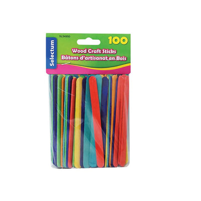Selectum Wood Craft Stick - Assorted Colours, 100/Pack (LPRSL54950)